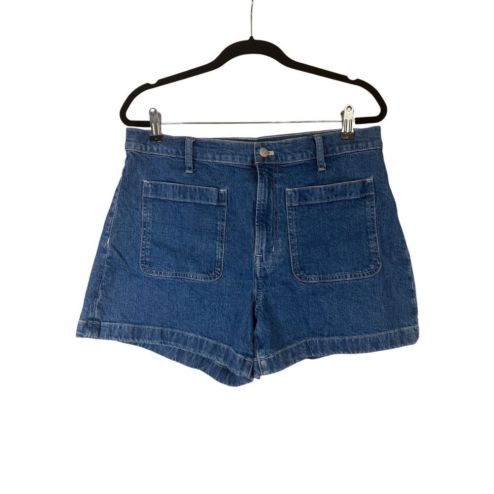 Madewell The High-Rise Sailor Short Blue Denim Patch Pocket Size 31